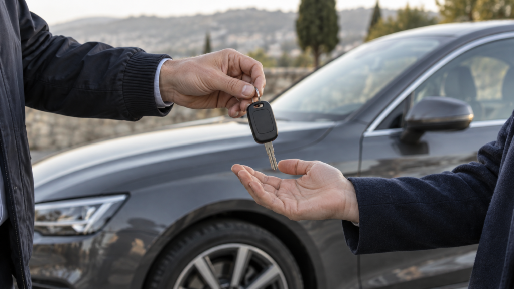 Entrega de las llaves de un coche de segunda mano tras la compra